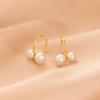 Banyan Tree S925 Silver Korean Double Shell Pearl Ear Clip for Women - Elegant Non-Pierced Ear Jewelry