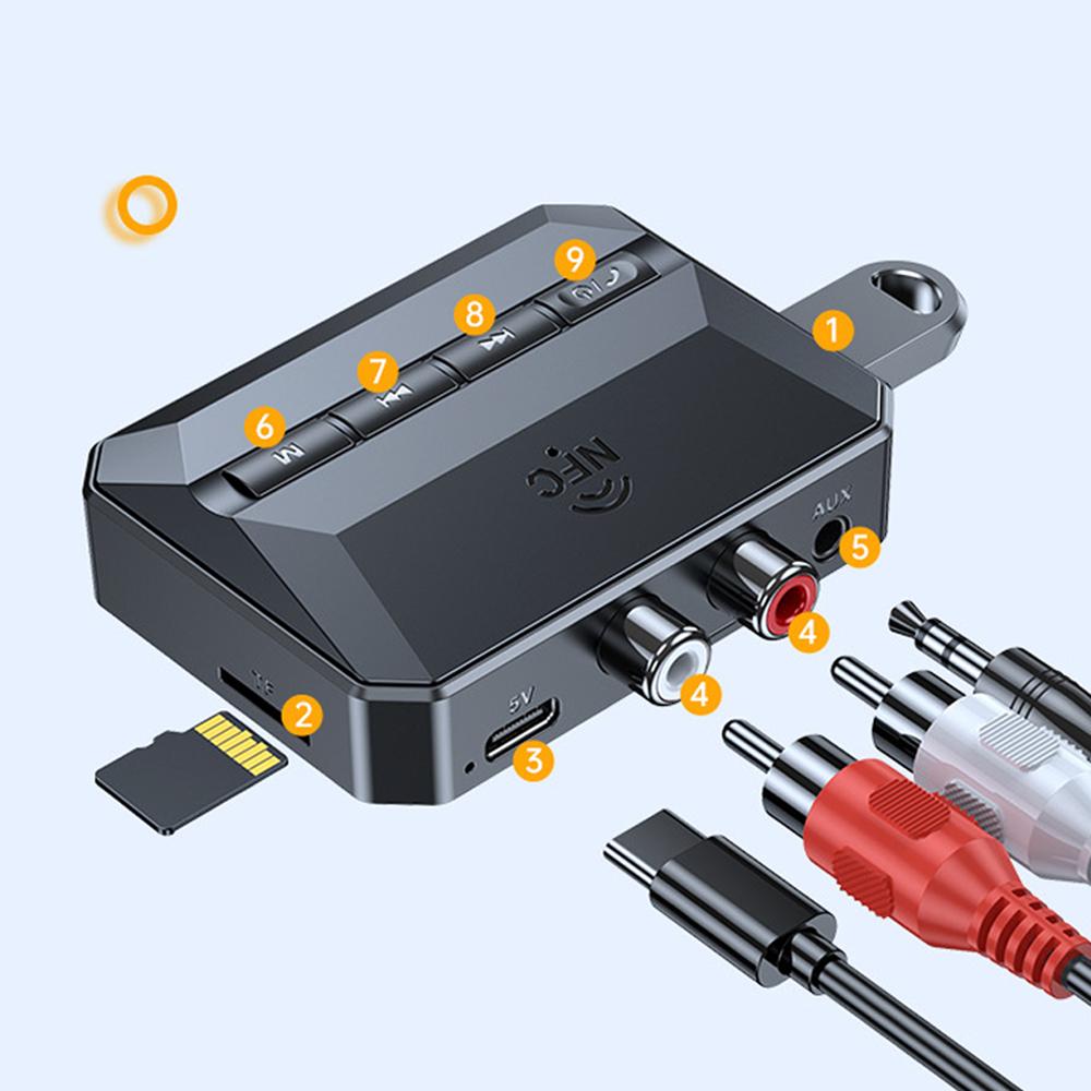 T59 Bluetooth-совместимый аудиоресивер беспроводной NFC аудиоадаптер U-диск TF карта стерео музыкальный приемник AUX 3,5 мм RCA разъем для автомобиля