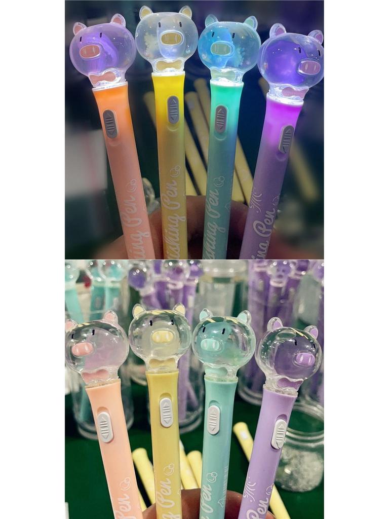 Гелевая ручка с медузой, светящаяся в темноте - Настоящий образец, Функция подсветки, Милый дизайн с поросенком и медведем, Идеально подходит для студентов.