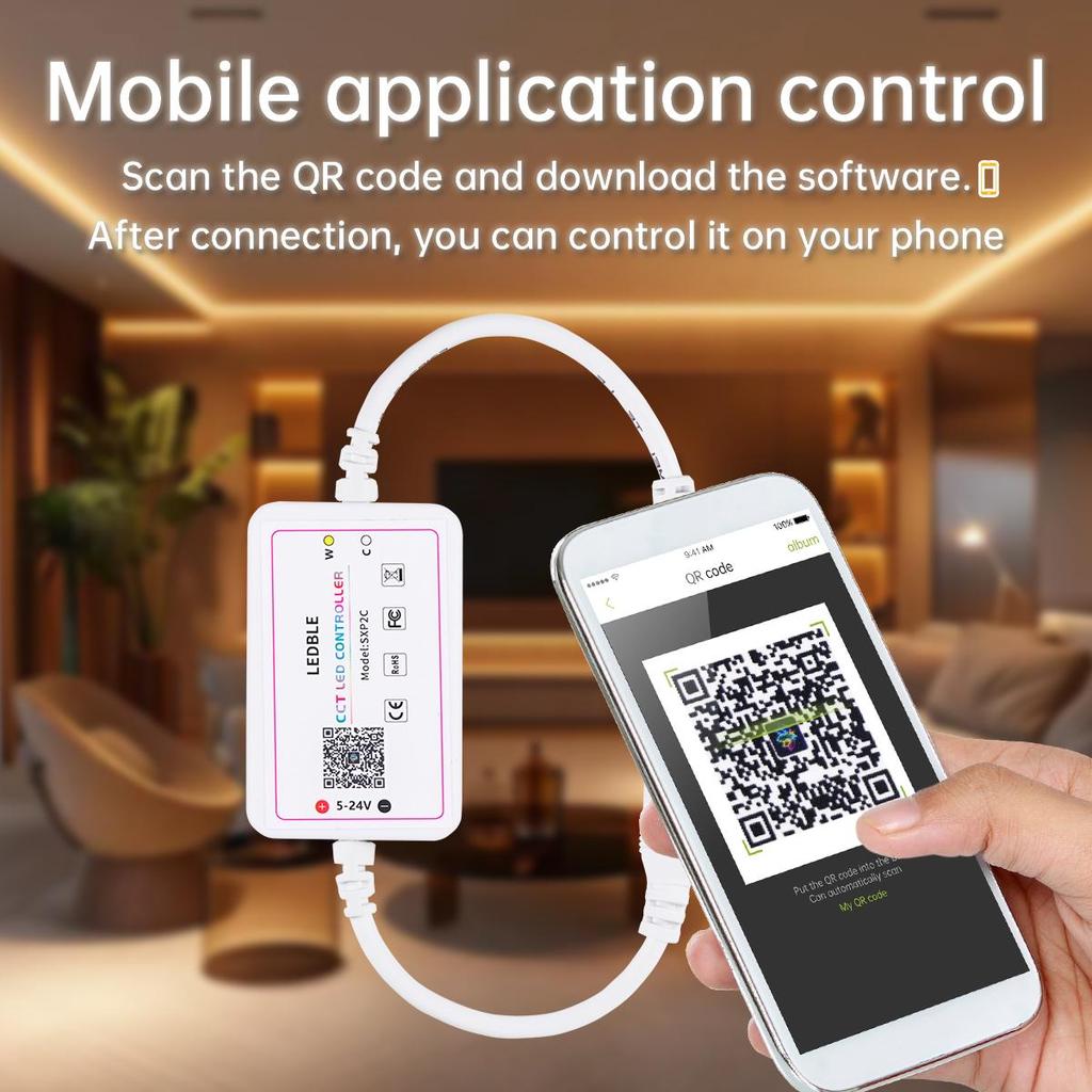 Беспроводное управление по Bluetooth через приложение Светодиодная лента под шкаф CCT 2700K-6500K Цветовая температура Диммируемая COB светодиодная лента для кухни