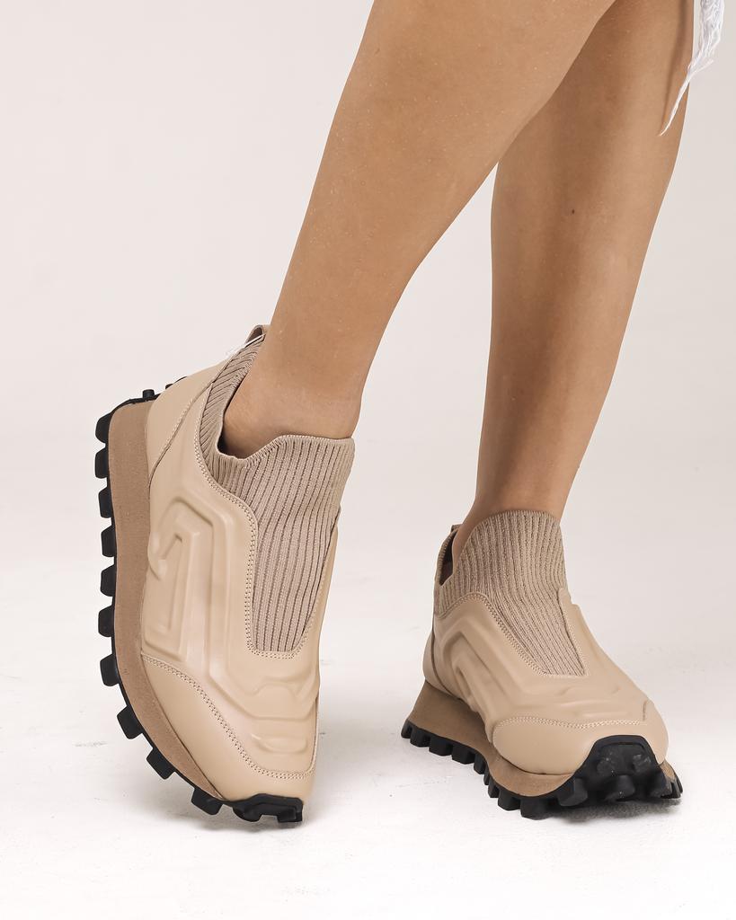 Кроссовки зимние Phany 70644 36 бежевые кожа