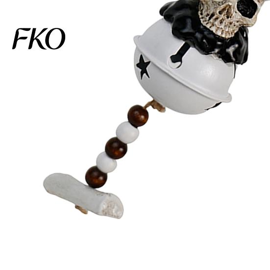 Halloween Bell Decoration Jingle Ornament, Gothic Bull Skull/Angel Wings Hanging Durable Ornament for Tree, Party Home Decor Holiday