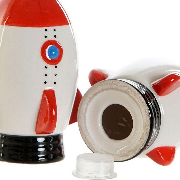 Salt Shaker - DKD HOME DECOR - Dolomite - White/Red - 6.5x7x9 Cm - Set of 2 Pieces