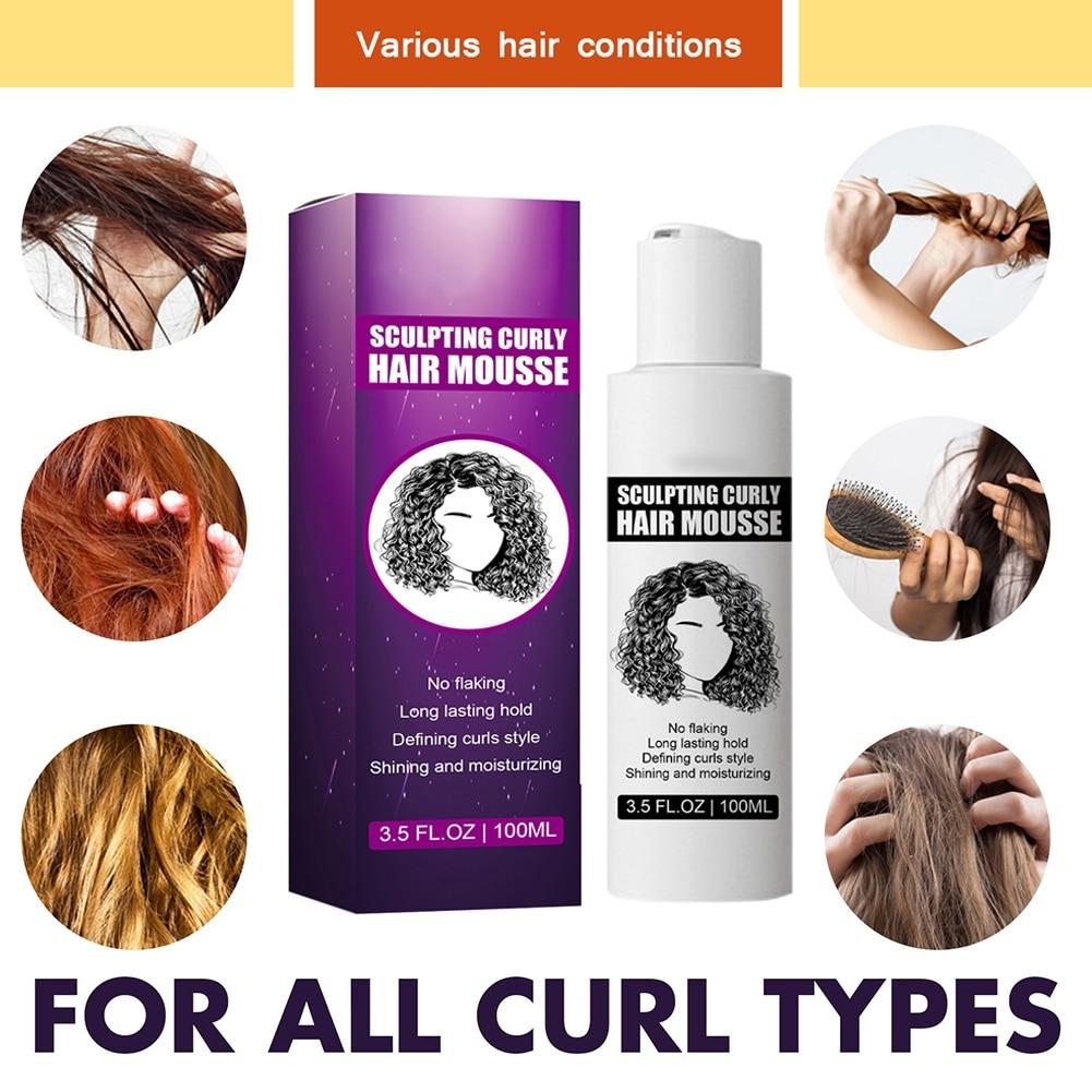 30ml Curly Hair Mousse Anti-Frizz Hair Foam Mousse Sculpting Curly Hair Mousse Curly Hair Finishing for Women