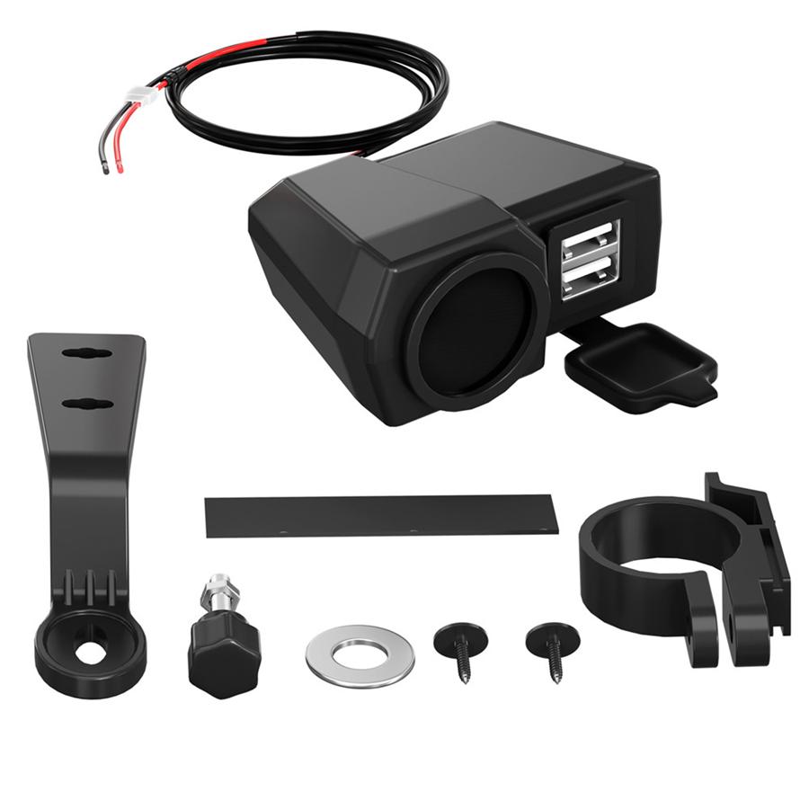 Водонепроницаемый мотоциклетный двойной USB адаптер для зарядки телефона с вольтметром и дисплеем температуры