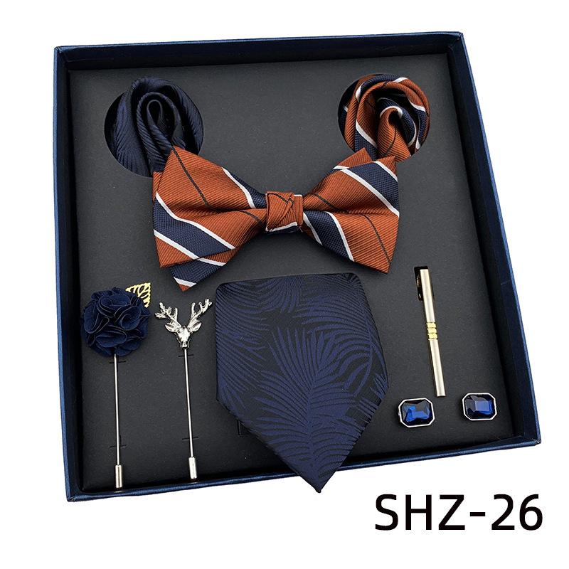 Men'S Tie Light Luxury Gift Box Wedding Tie Bow Tie Pocket Towel Brooch Cuffs Father'S Day Gift Box