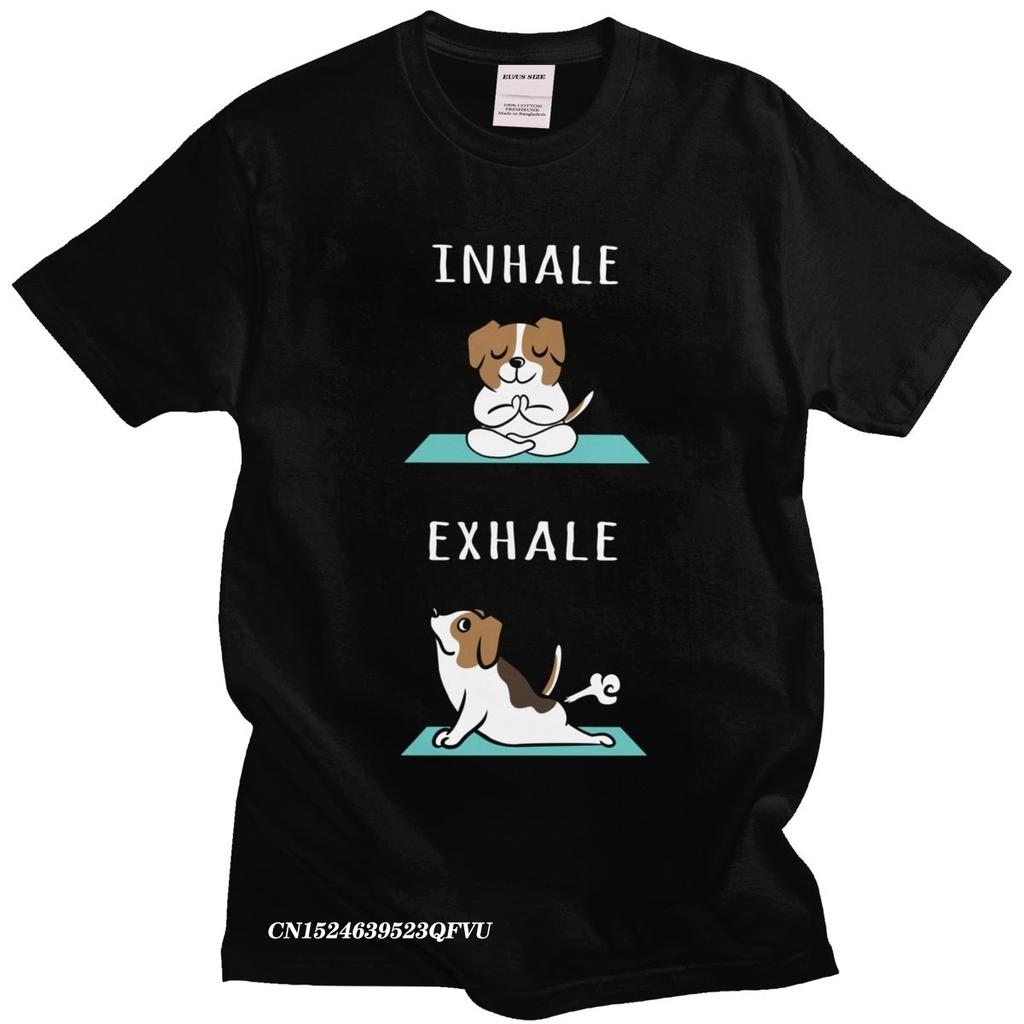 Funny Jack Russell Terrier Men Cotton Leisure Japan Dog TShirt Fashion Camisas Men Yoga Inhale Exhale Harajuku Shirt Gift