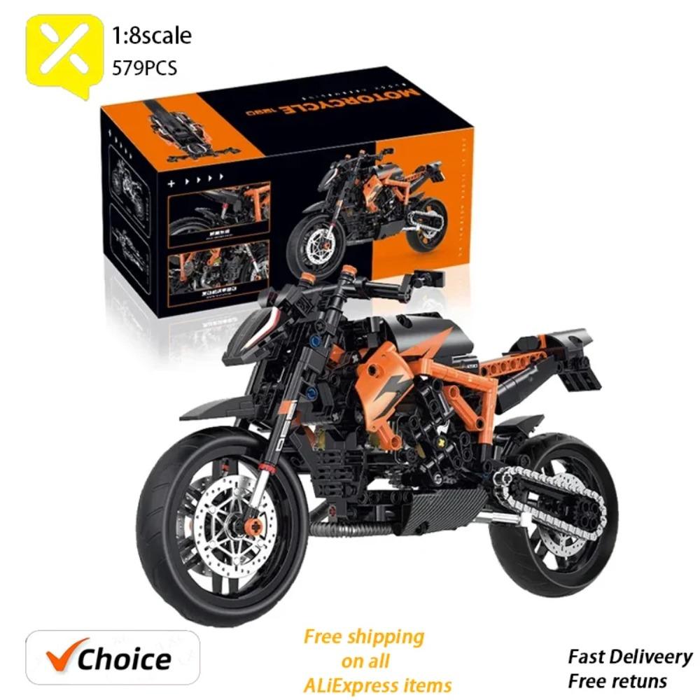 586 шт. Классический набор строительных блоков мотоцикла для взрослых, крутые модели мотоциклов-гонщиков, рождественские подарки, игрушки для детей и мальчиков