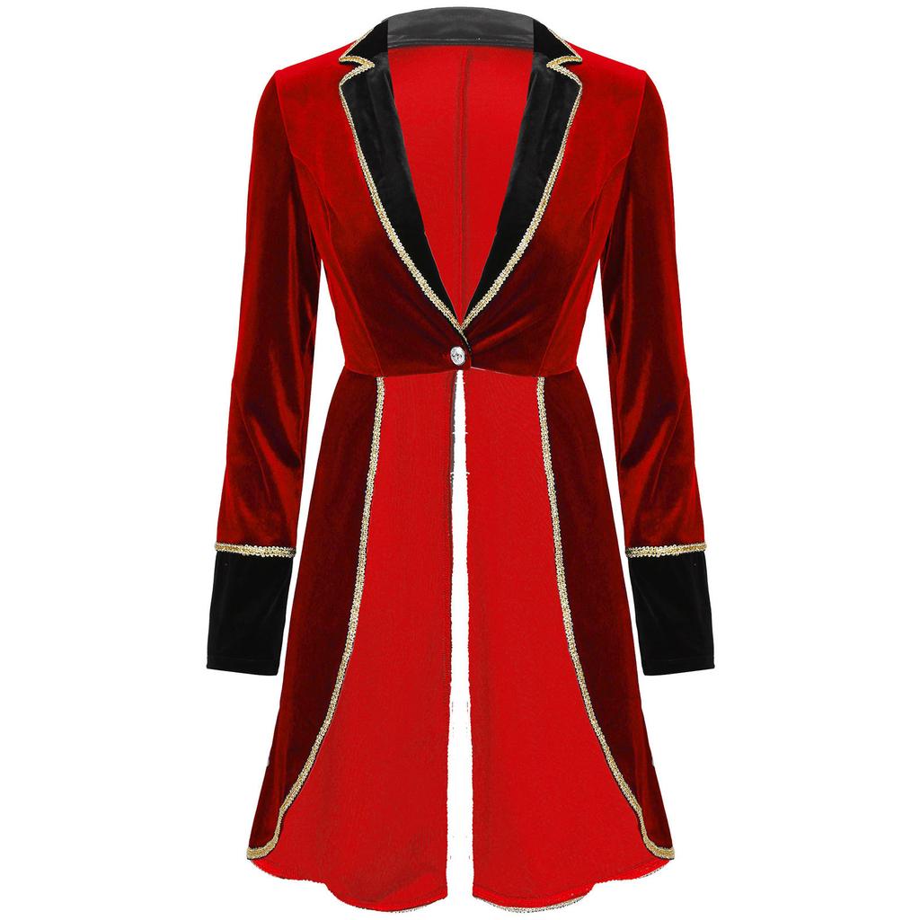 Women Velvet Swallow Tailed Coat Casual Long Sleeve Lapel Blazer Jacket Carnival Cosplay Party Costume