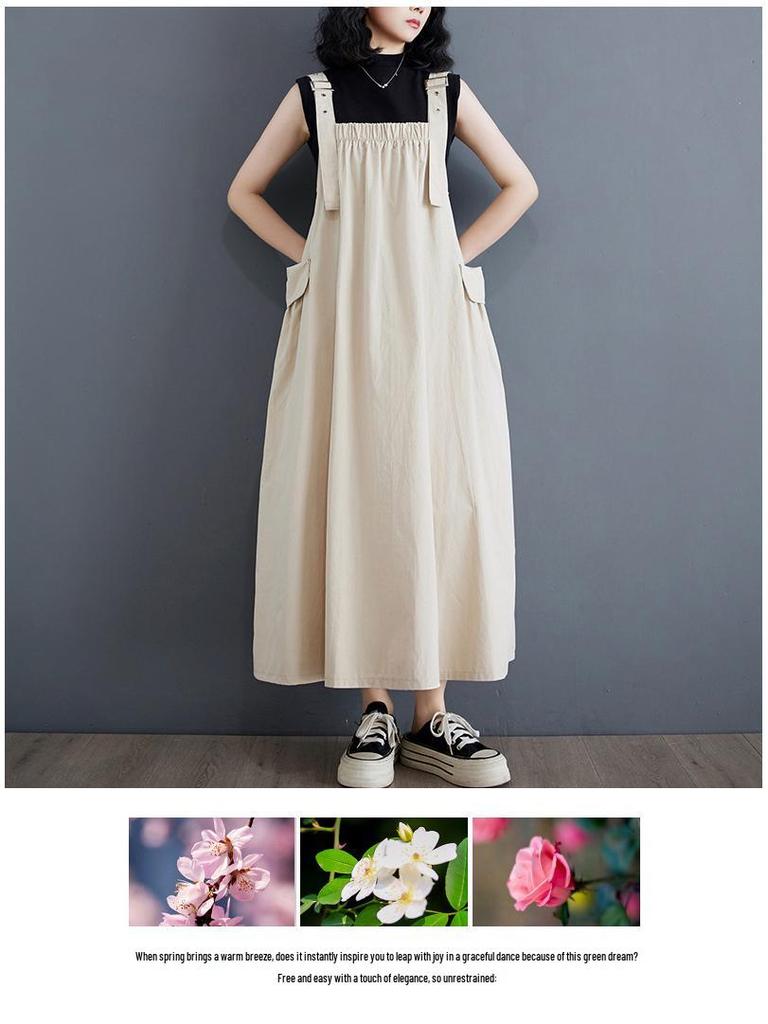 Элегантный летний корейский сарафан большого размера на тонких бретелях