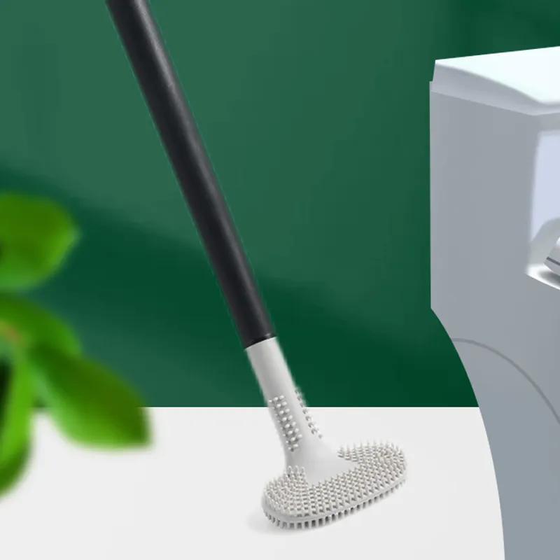 Silicone Toilet Brush Golf Brush Head Doublesided No Dead Corners Soft Bristles Cleaning Toilet Brush Curved Toilet Brushss Reusable Bathroom Tool