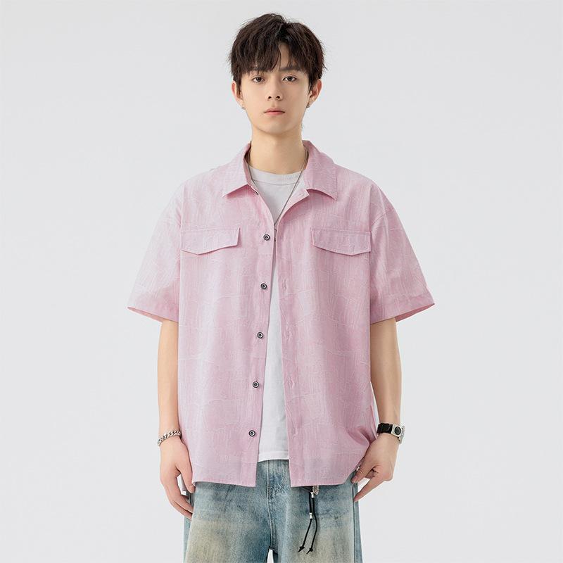 Минималистичная рубашка, летняя свободная с коротким рукавом, лацкан, рубашка в гонконгском стиле для пары, больших размеров