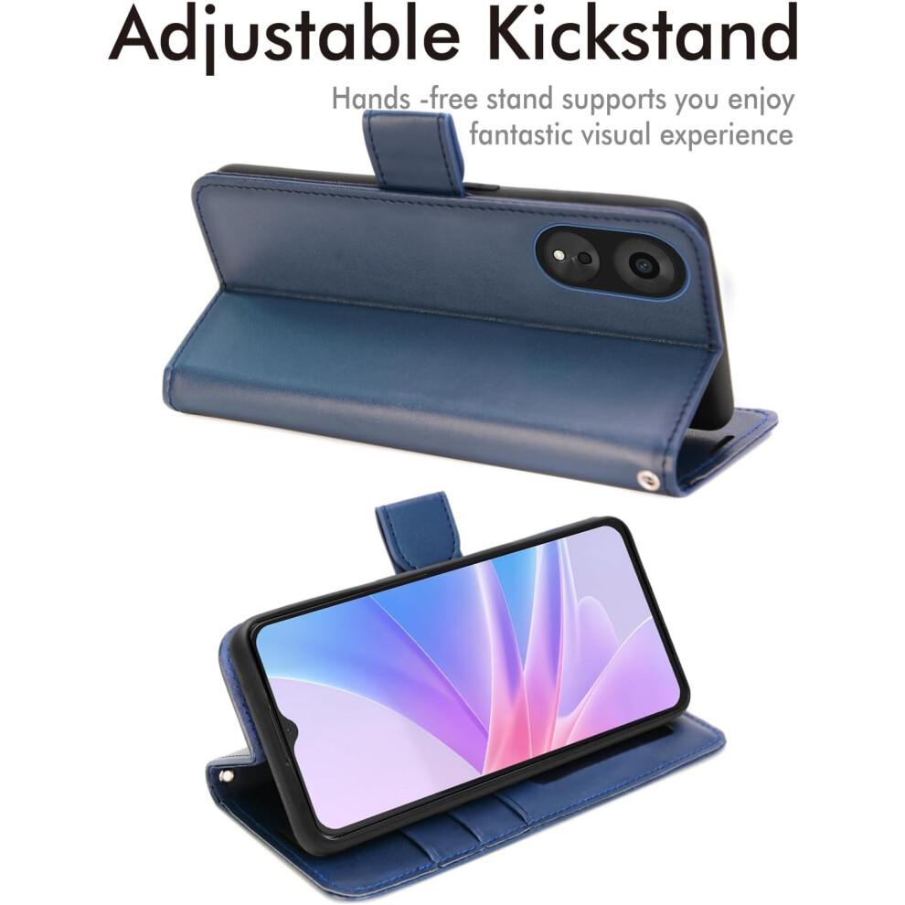 [Leather Wallet Case] Protective Cover with Cash & Card Holder, Stand and Wrist Strap For Oppo A78 5G