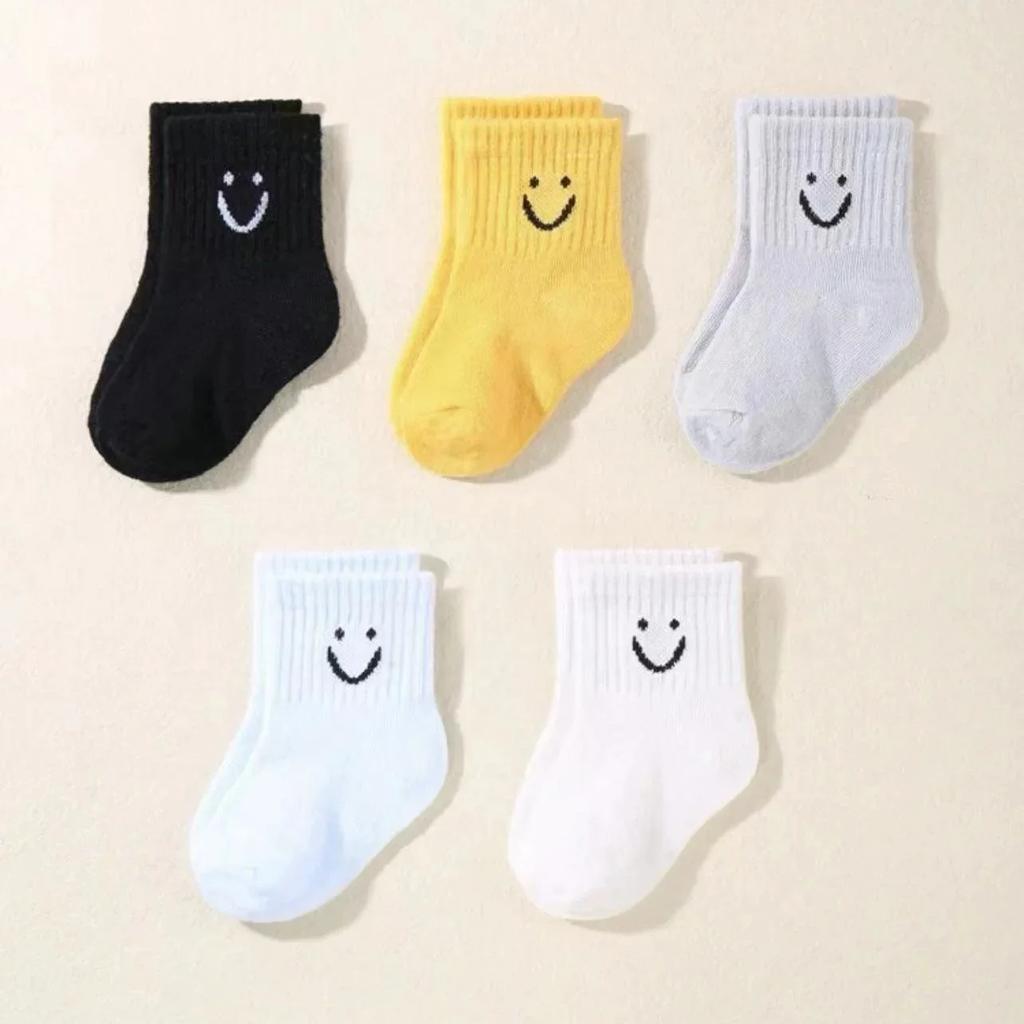 5 Pairs Cute Kawaii Smiling Baby Soft Socks Anti Slip Floor Socks for Infant Girl Boy Warm Anti Slip Floor Socks 0-5T