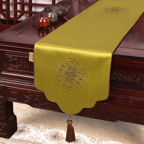 New Chinese Zen Embroidery Table Flag TV Cabinet Cover Cloth Tea Table Table Flag Shoe Cabinet Bed Tail Scarf Long Table Flag
