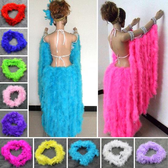 Feather Boa Scarf Colorful Turkey Feathers Thin Scarf Lightweight Skin-touching Long Scarf