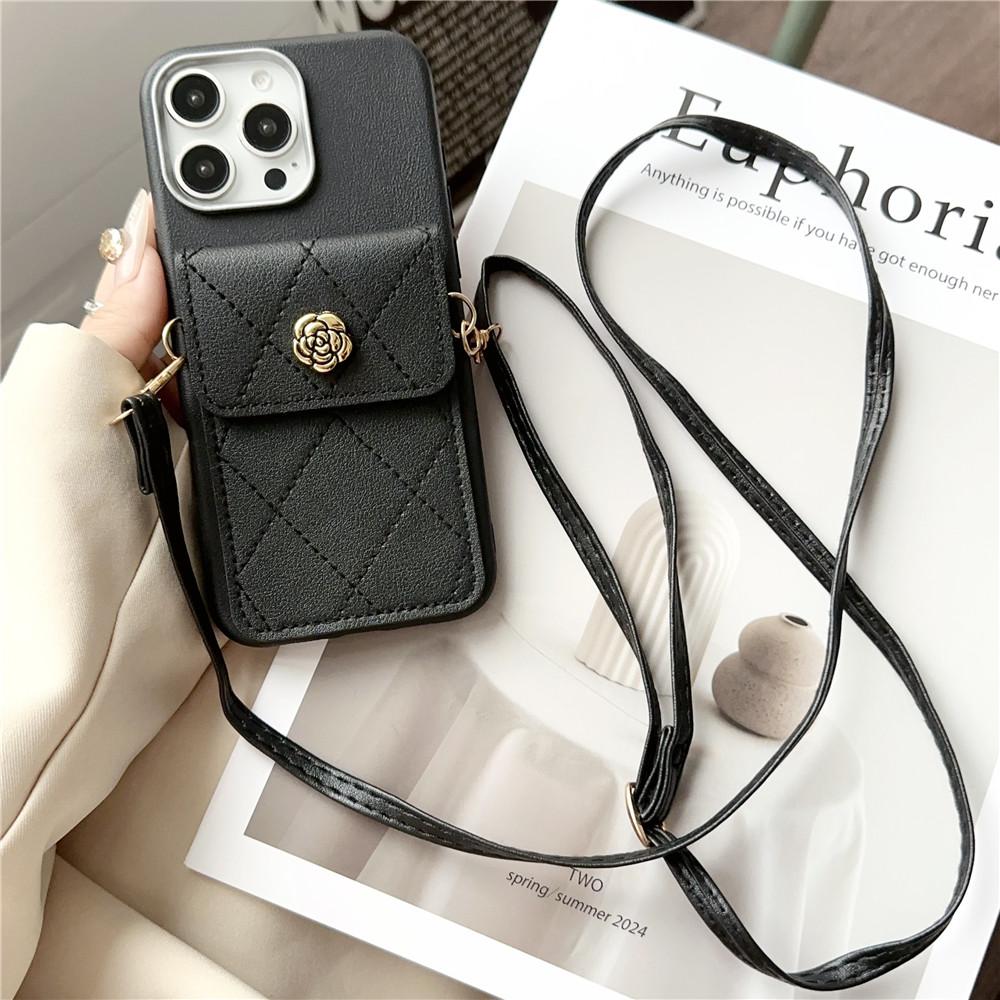 Чехол для телефона для Samsung S25 S24 S23 S22 Ultra S21 Plus S20 FE Note 20 Кожаный кошелек с 3D цветком, карманом для карт, ремешком через плечо