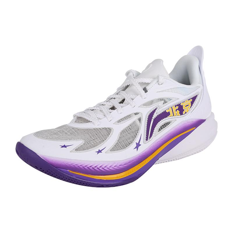 Баскетбольные кроссовки Li Ning Sonic 12 PE с амортизацией, прочные, низкие, мужские, белые, фиолетовые, ABAU019-13