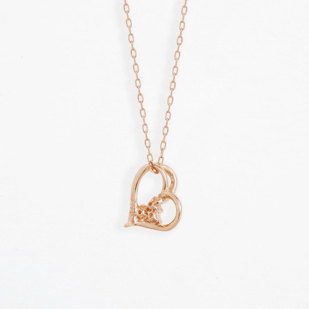 Estelle Official Women's Necklace, 10K Pink Gold with Diamonds and Heart Motif, 0442-0219-0020-0000