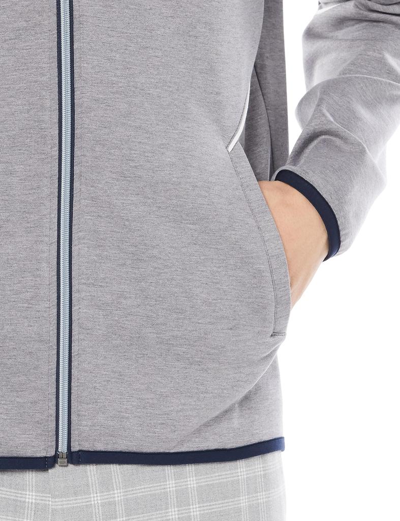 Coq Sportif Полная молния, разрезанный и сшитый картонный трикотажный свитер, удобный, впитывающий пот, гольф QGMWJL51 GY00 LL [Le Golf] [Stretch Forcer] Мужской (Серый)