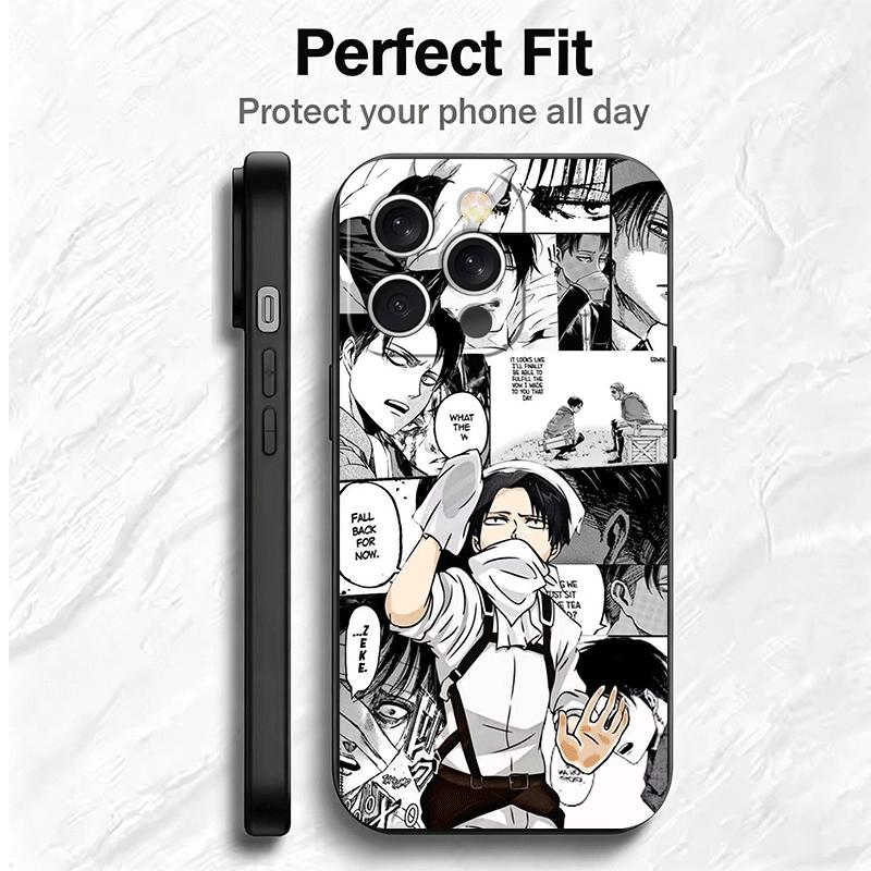 A-Атака Титанов Аниме Мягкий Чехол для Телефона для iPhone 16 16E 17 Air 15 Pro Max 14 Plus 13 Mini 11 12 7 Черный Чехол Задняя Панель