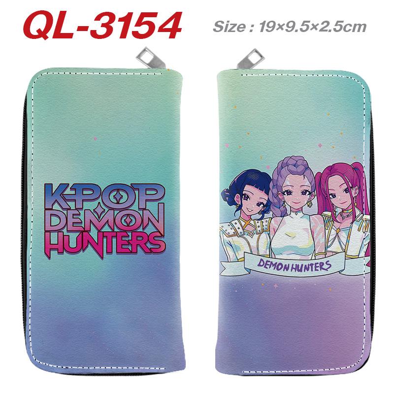 KPop Demon Hunters Long Zip Wallet PU Leather Cartoon Purse for Women Multi Card Holder Pink
