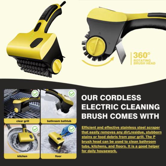 Electric Grill Brush Cordless BBQ Brush Rechargeable Barbecue Grill Cleaner 360 Degrees Rotating Cleaning Brush for Efficient Cleaning