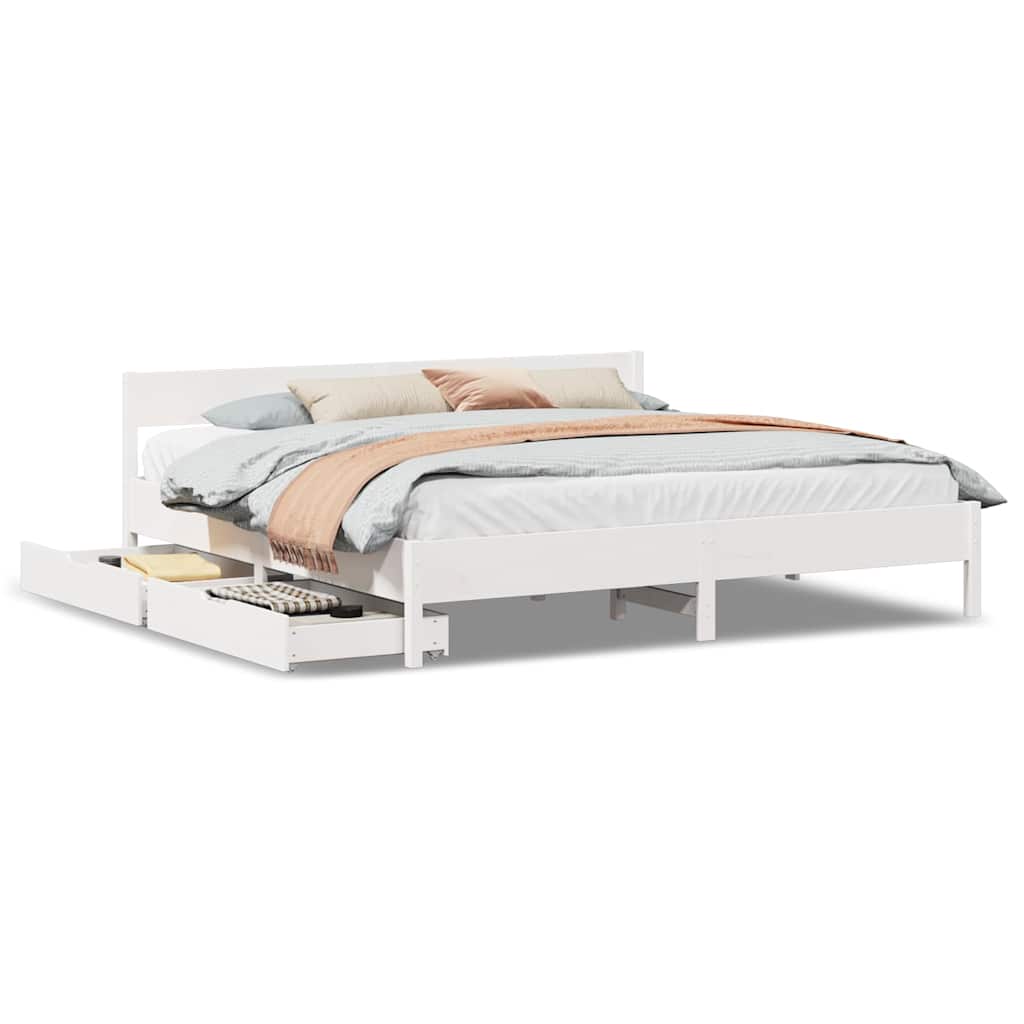 Solid Wood Bed without Mattress White 160x200 cm Pine Wood