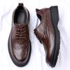 Brock Leather Shoes Men's Spring Breathable Leather Men's Shoes 2025 New Versatile Trend British Business Casual Wedding Shoes
