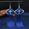Embroidery Fabric Tassel Earrings Long Retro Flowers Yunnan Lijiang Dance Performance Women's Cheongsam Earrings