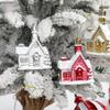 4pcs Cartoon Christmas Painted Snow House Pendant DIY Xmas Tree Pendants Hotel Office Decor