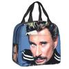 Custom Johnny Hallyday French Rock Singer Insulated Lunch Bag for Outdoor Picnic Resuable Cooler Thermal Bento Box Women Kids