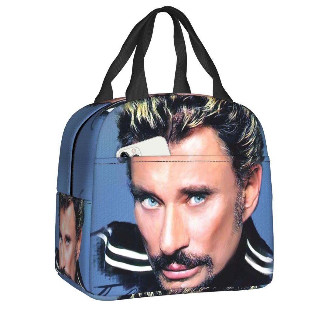 Custom Johnny Hallyday French Rock Singer Insulated Lunch Bag for Outdoor Picnic Resuable Cooler Thermal Bento Box Women Kids