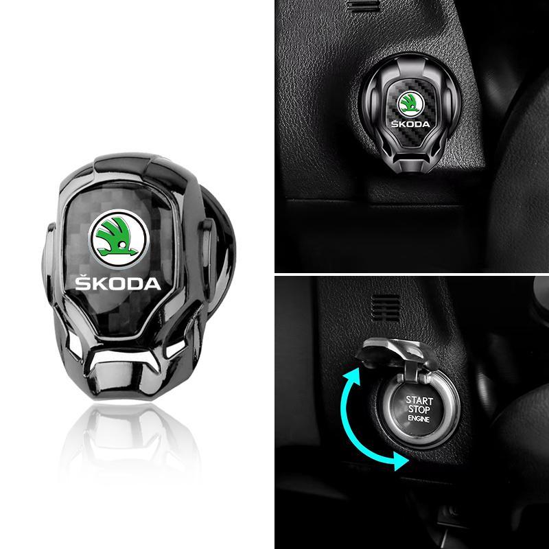 AAFO1 Car One-Click Start Buttons Protective Cover Decoration for Skoda Octavia A5 A7 Fabia 1 Superb Kamiq Rapid Yeti Citigo S Kodiak