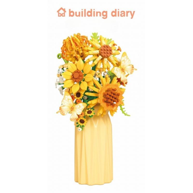 Romantic Flower Bouquets Building Blocks Set - Floral Assembly Construction Toy For  Holiday Gift Idea