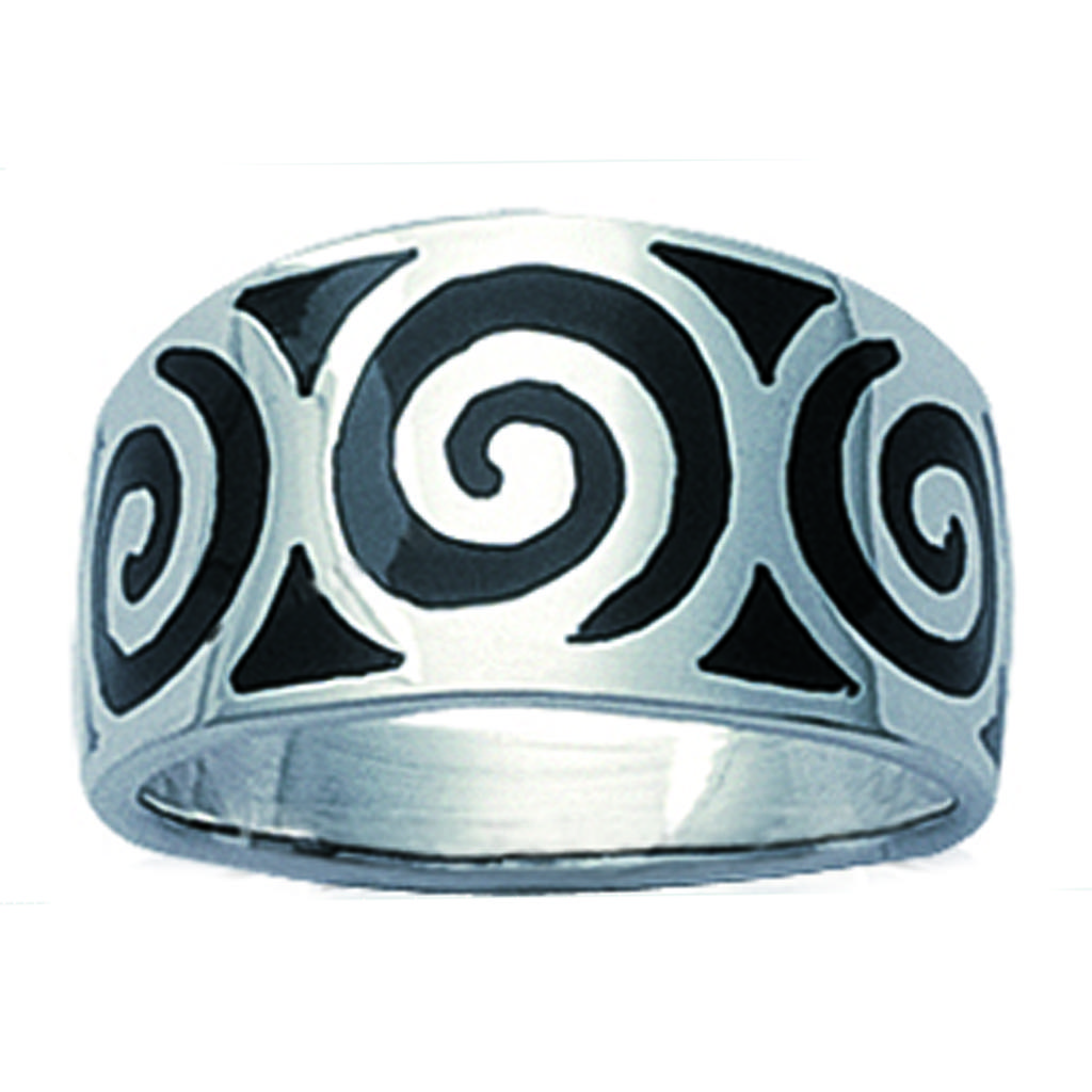Серебряное кольцо "Мозаика" Черное серебро - 11 мм