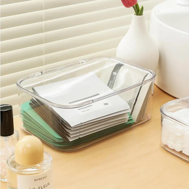 Transparent Acrylic Cosmetics Storage Box with Lid Waterproof Dustproof Jewelry Make Up Organizer for Home Desktop Storage Box