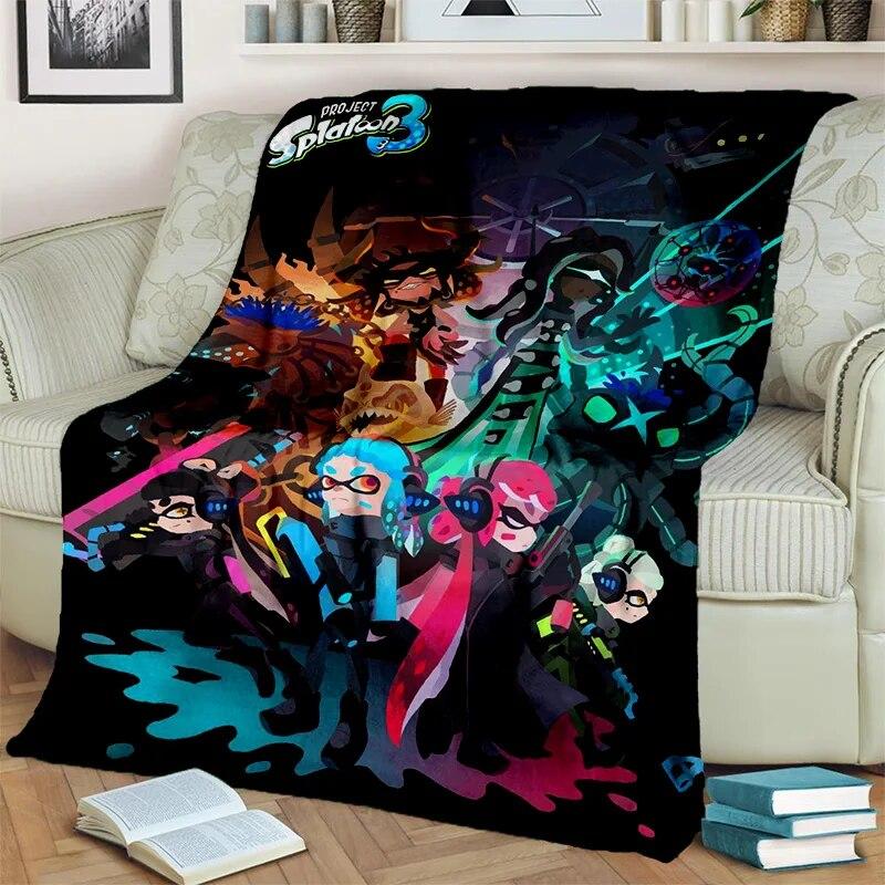 3D Games Splatoon,PC Gamer Cartoon Blanket,Soft Throw Blanket for Home Bedroom Bed Sofa Picnic Travel Office Cover Blanket Kids