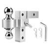 Крепление фаркопа для буксировки с двойными шарами, замковыми штифтами, регулируемым опусканием 6 дюймов, алюминиевое, для приемников 2 дюйма, серебристое