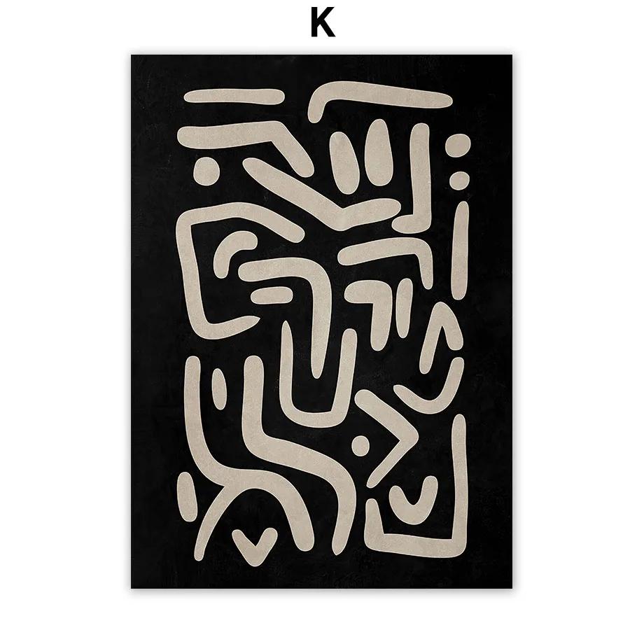 Abstract Boho Leaves Lines Face Heart Sun Posters And Prints Canvas Painting Nordic Wall Art Pictures Living Room Home Decor