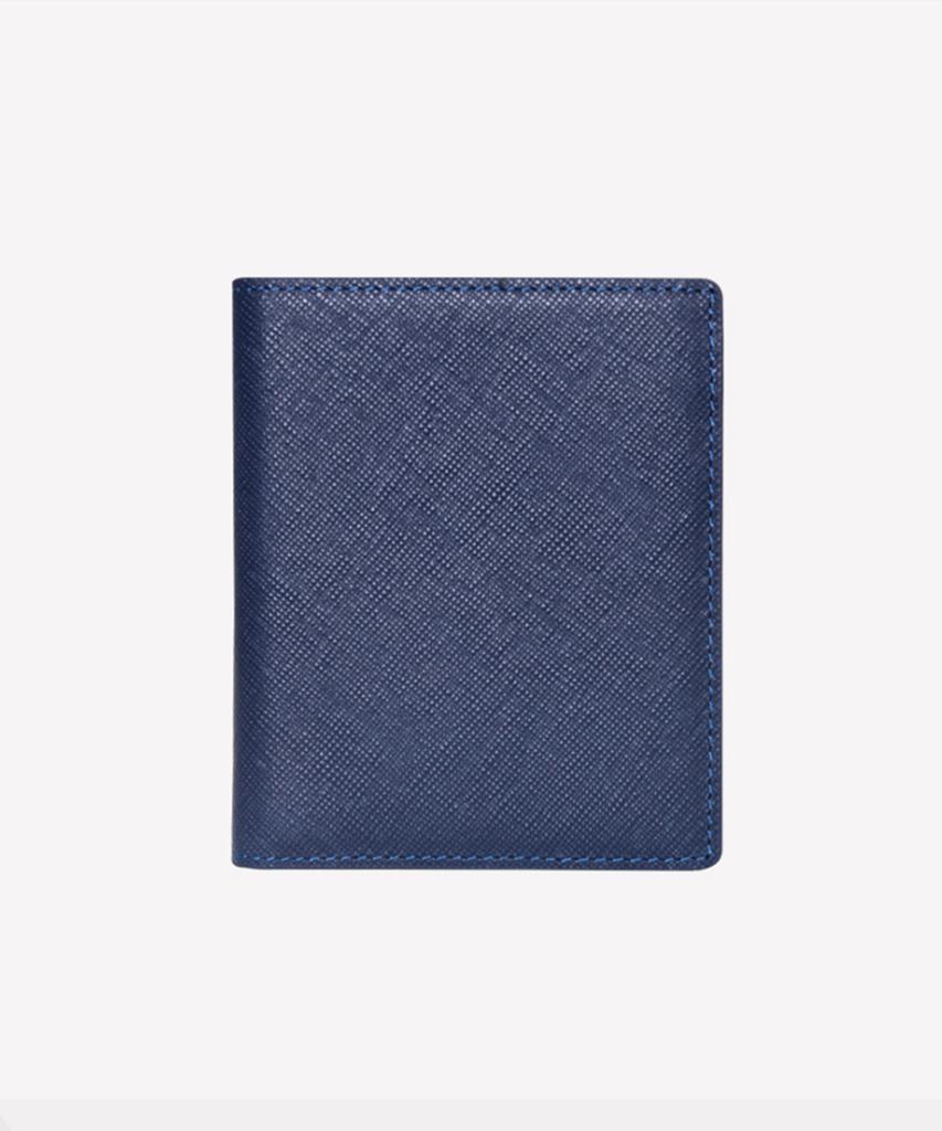 Мини-кошелек из матовой коровьей кожи Saffiano (Стальной синий) W22761