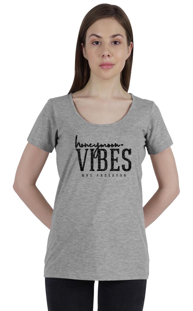 Inkdotpot Personalized Womens Tshirt Top Honeymoon Vibes Mrs  Wedding  Announcement