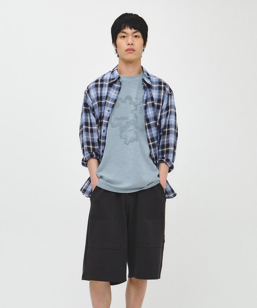 INTEMPOMOOD Retro Light Check Shirt_Blue