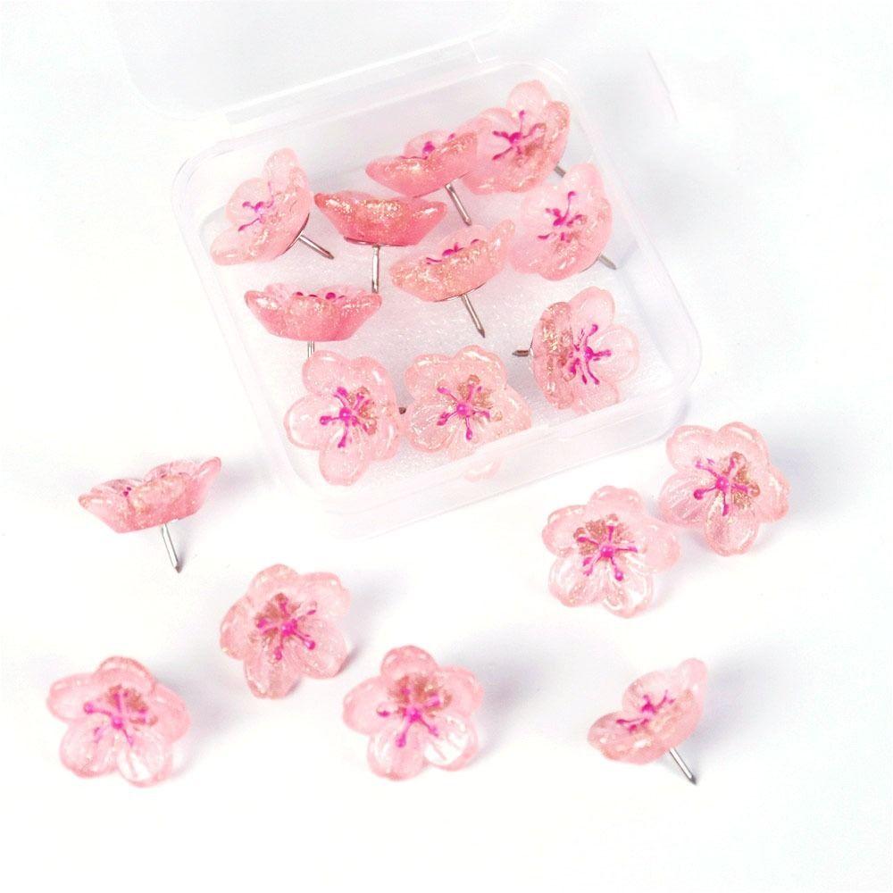 10/20/30Pcs 3D Board Push Pin DIY Pink Flower Push Pins Portable Decorative Studs  Stationery
