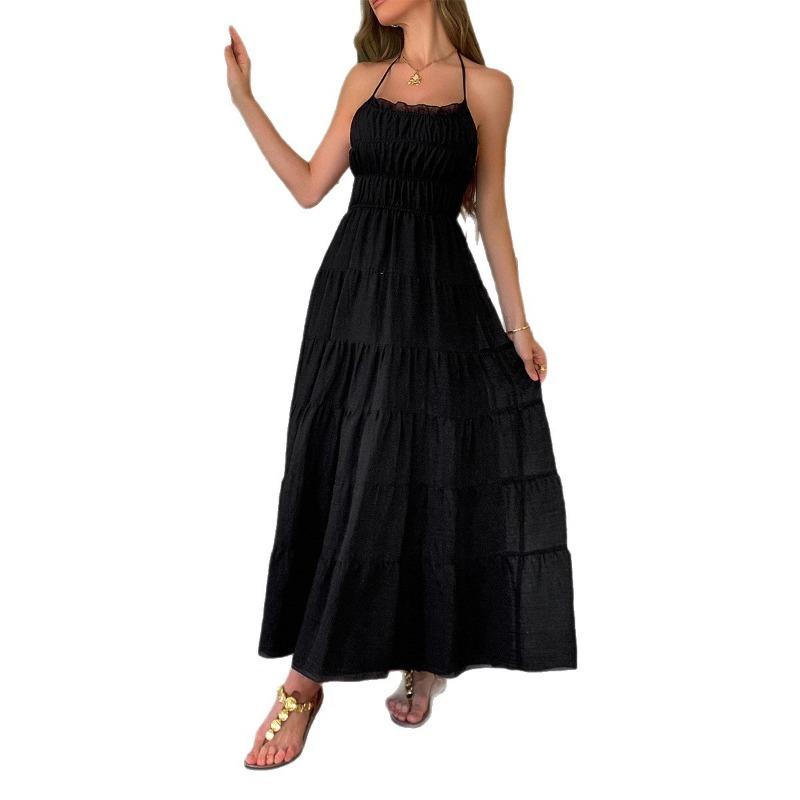 Платье для отдыха и отдыха в стиле «повседневный» с бретелью через шею, женская весна и лето