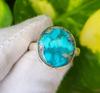 Кольцо из серебра 925 пробы с натуральным драгоценным камнем голубого бирюзового цвета, размер 6,75 (США)