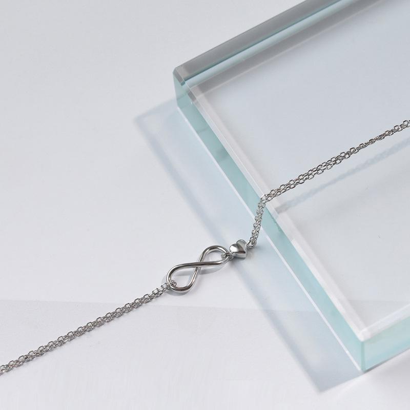 Sterling Silver S925 Silver Bracelet Infinite Love Bracelet Women's Korean Style Simple Hollow Geometric Bracelet Personalized Jewelry