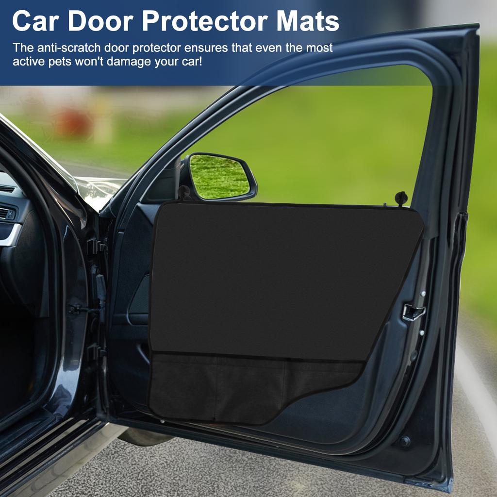 2PCS Dog Car Door Protector 600D Oxford Cloth Car Door Guard Scratchproof Washable Interior Car Door Cover with Pocket Machine
