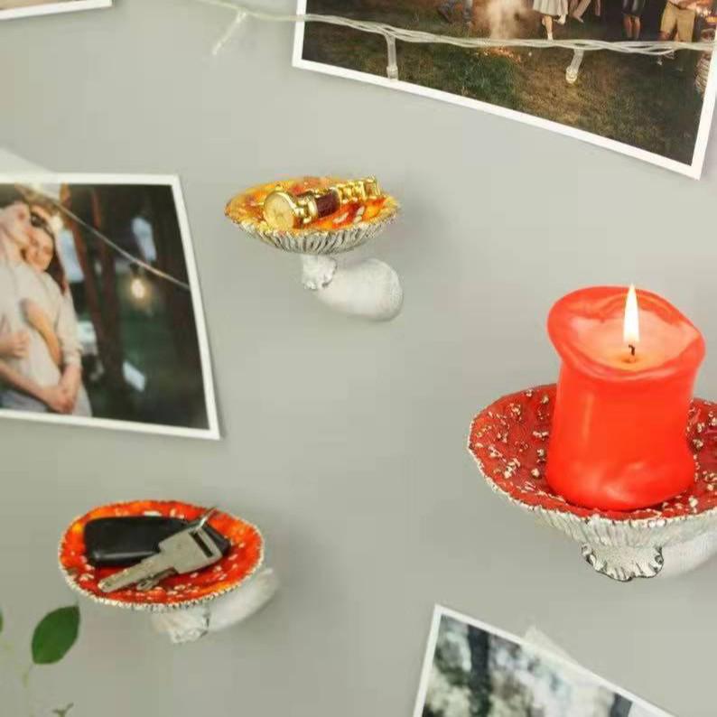 Cross-Border Mushroom Wall Hanging Resin Keychain Candle Holder Decor