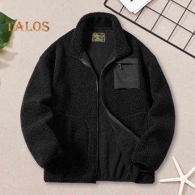 Куртка из искусственной овечьей шерсти, пальто, осень-зима, застежка-молния, воротник-стойка, длинный рукав, однотонное пальто с карманами